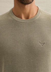 Thumbnail for PKW2608324 6412-Abbey Stone | Pullover aus Baumwolle/Modal mit Rundhalsausschnitt