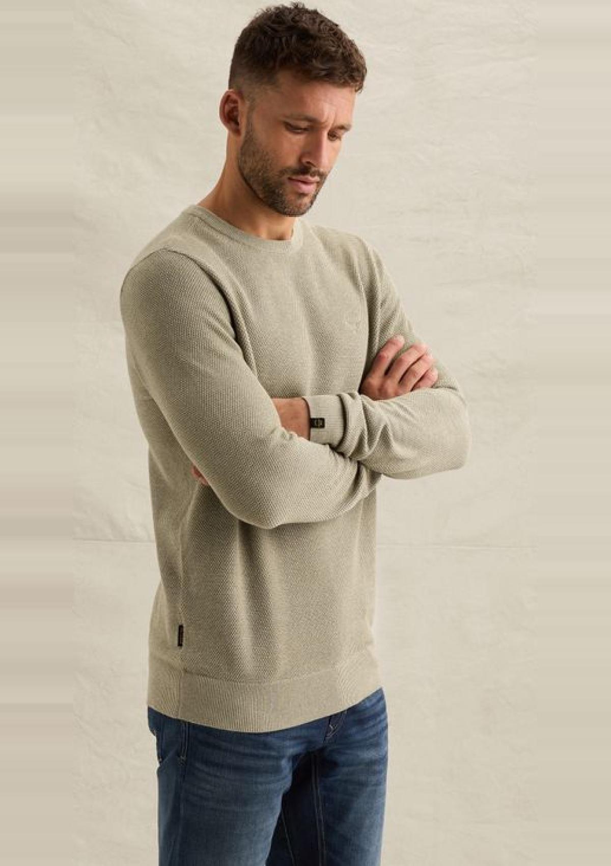PKW2608324 6412-Abbey Stone | Pullover aus Baumwolle/Modal mit Rundhalsausschnitt