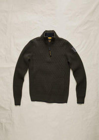 Thumbnail for PKW2609325 8039-Beluga | Pullover mit halbem Reißverschluss und verschiedenen Strukturen