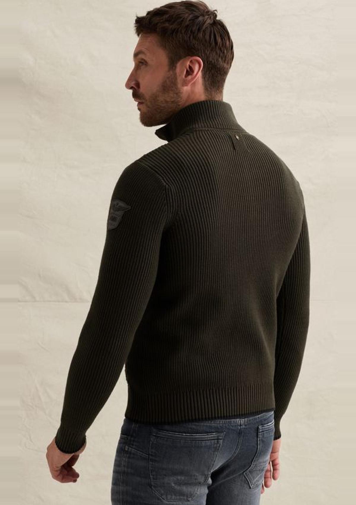 PKW2609325 8039-Beluga | Pullover mit halbem Reißverschluss und verschiedenen Strukturen