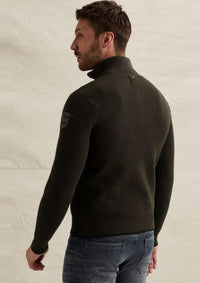 Thumbnail for PKW2609325 8039-Beluga | Pullover mit halbem Reißverschluss und verschiedenen Strukturen