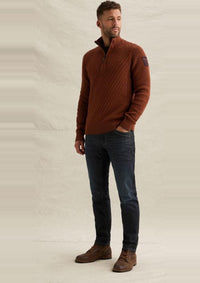 Thumbnail for PKW2609325 8178-Arabian Spice | Pullover mit halbem Reißverschluss und verschiedenen Strukturen