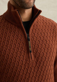 Thumbnail for PKW2609325 8178-Arabian Spice | Pullover mit halbem Reißverschluss und verschiedenen Strukturen