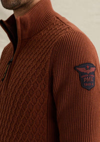 Thumbnail for PKW2609325 8178-Arabian Spice | Pullover mit halbem Reißverschluss und verschiedenen Strukturen