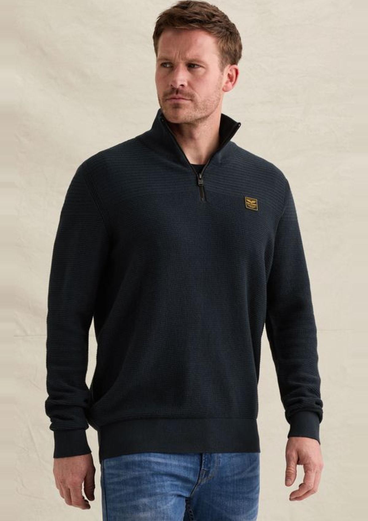 PKW2610301 5281-Salute | Pullover aus 100 % Baumwollmouliné mit halbem Reißverschluss