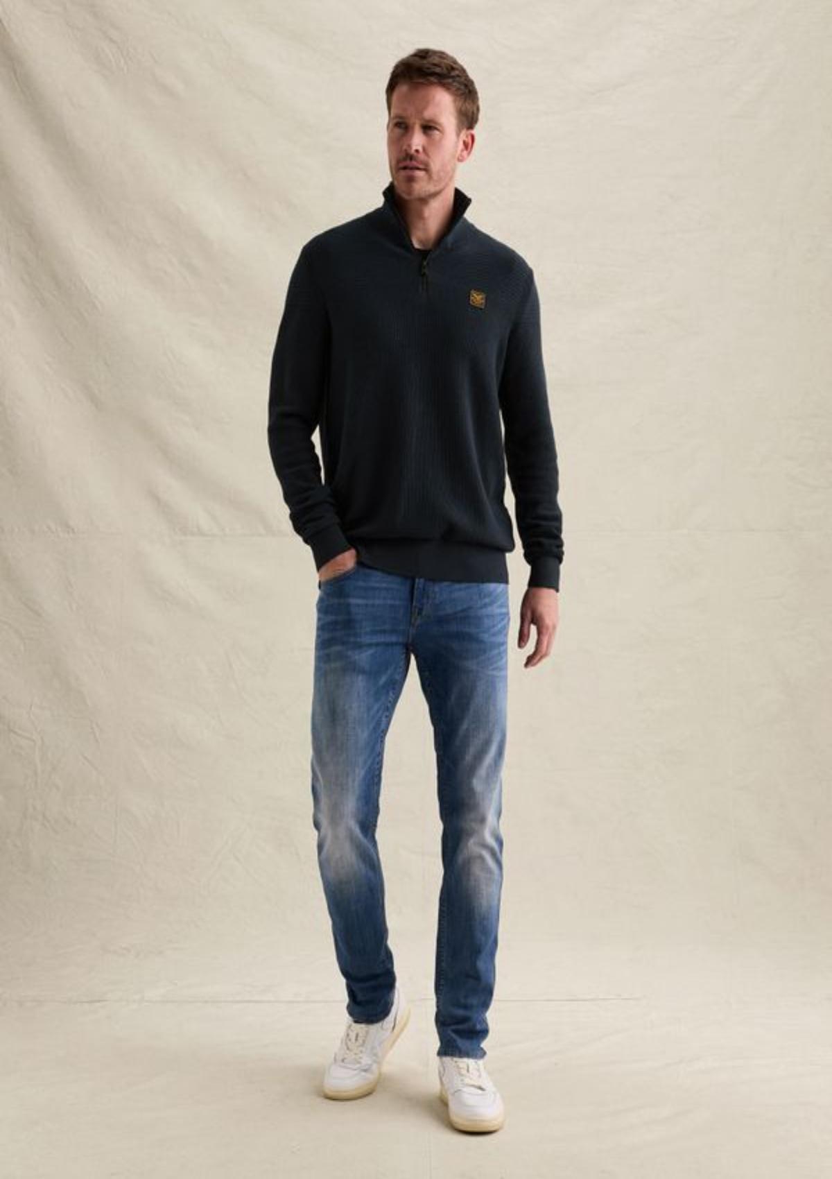 PKW2610301 5281-Salute | Pullover aus 100 % Baumwollmouliné mit halbem Reißverschluss