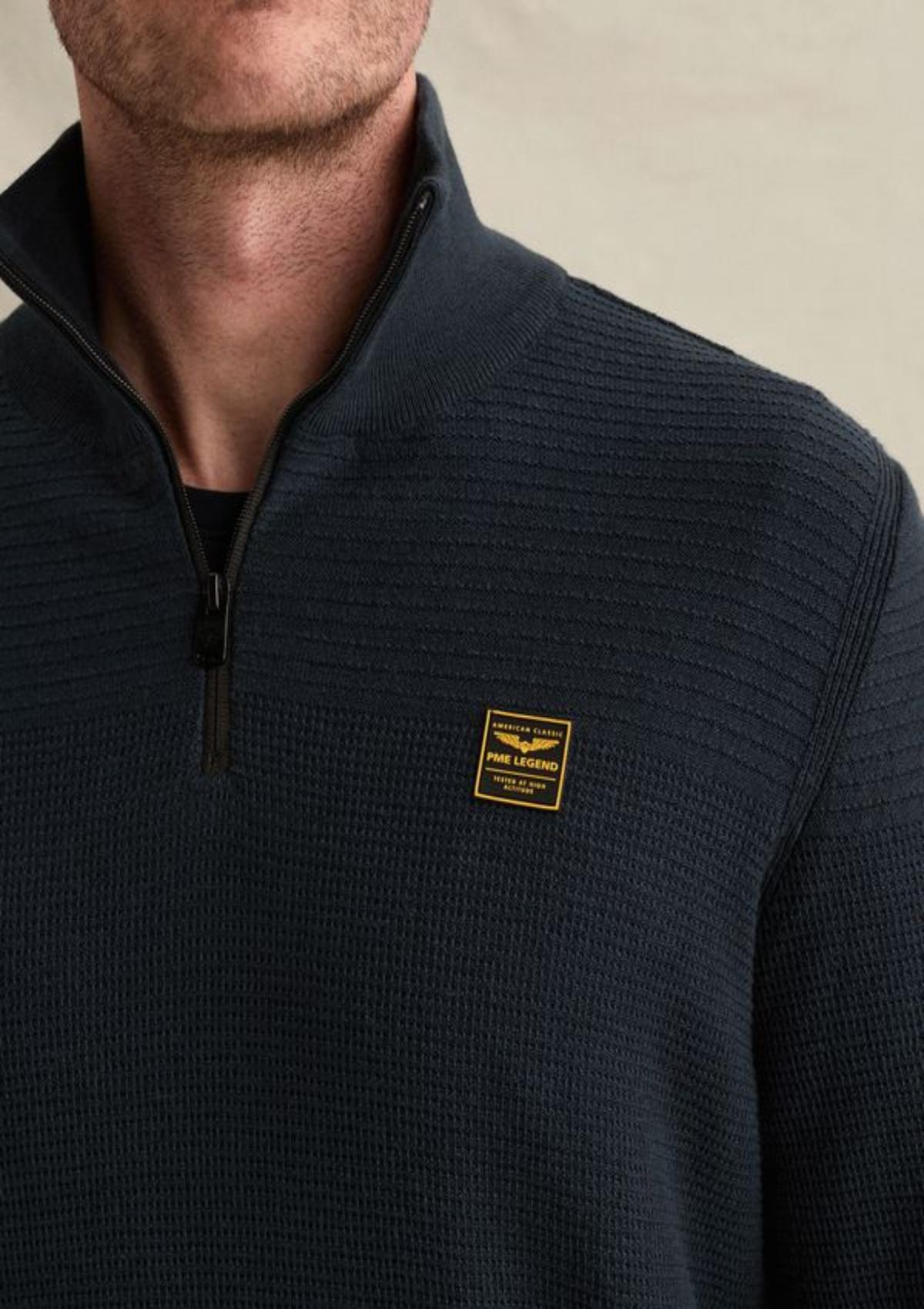 PKW2610301 5281-Salute | Pullover aus 100 % Baumwollmouliné mit halbem Reißverschluss