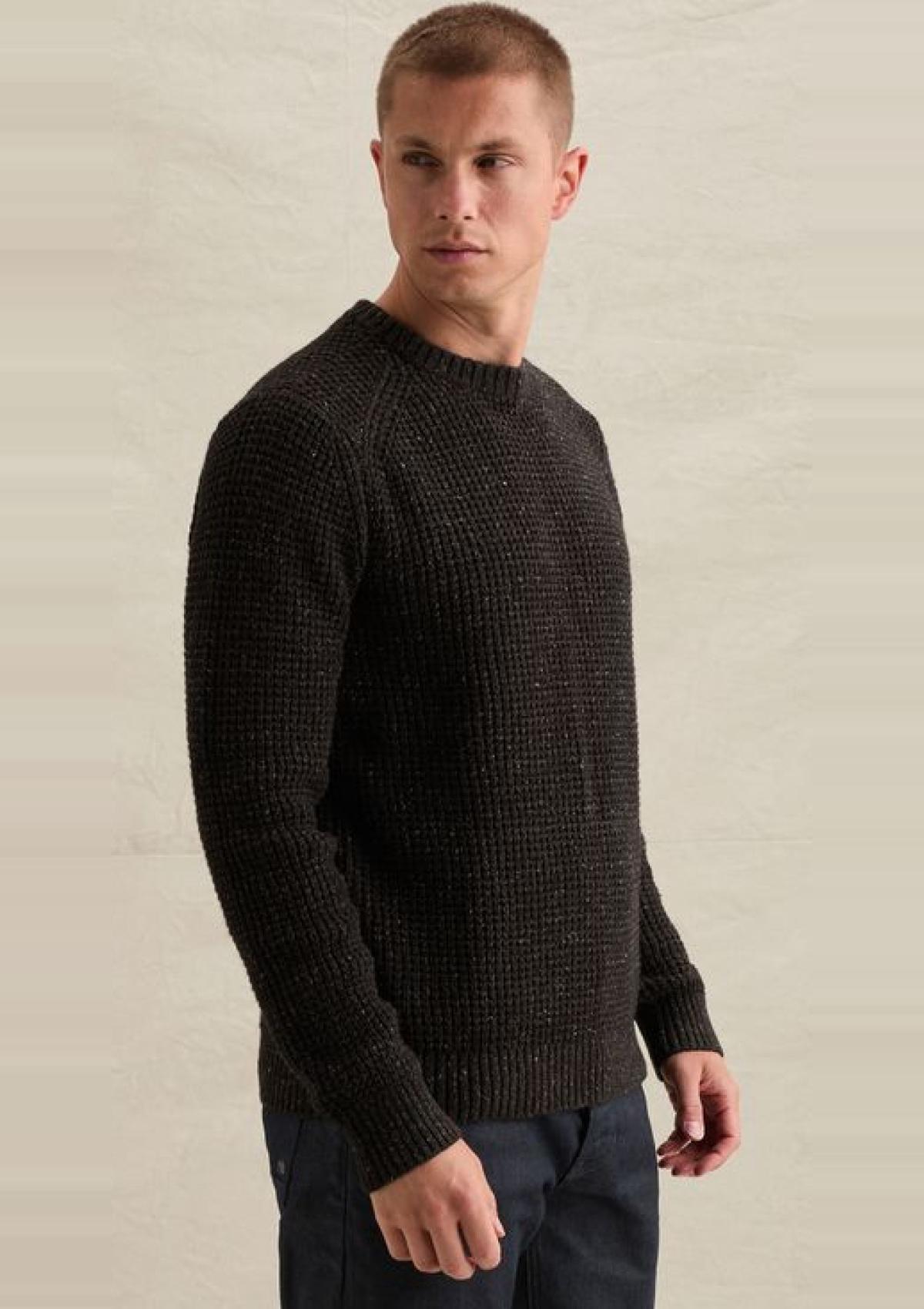 PKW2610313 9140-Obsidian | Pullover aus einer Baumwoll-Woll-Mischung mit grober Struktur