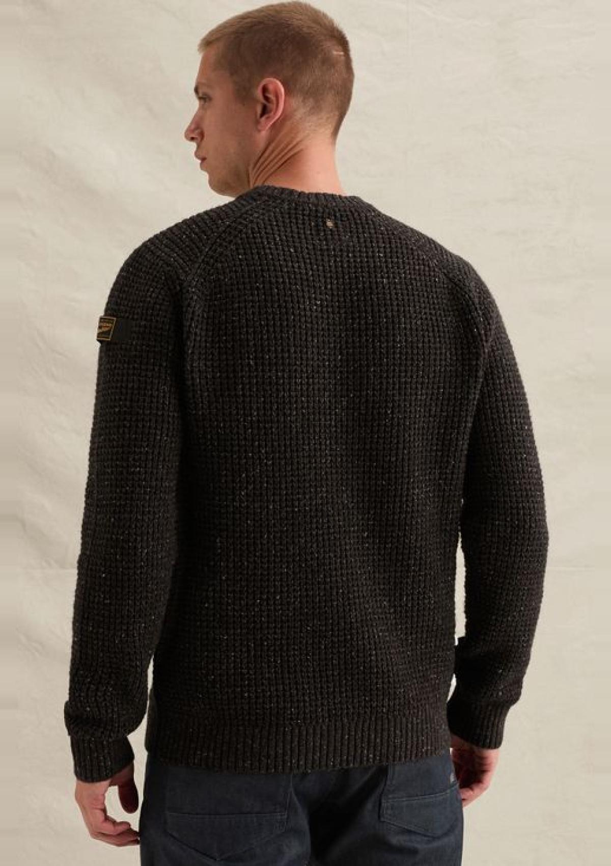 PKW2610313 9140-Obsidian | Pullover aus einer Baumwoll-Woll-Mischung mit grober Struktur