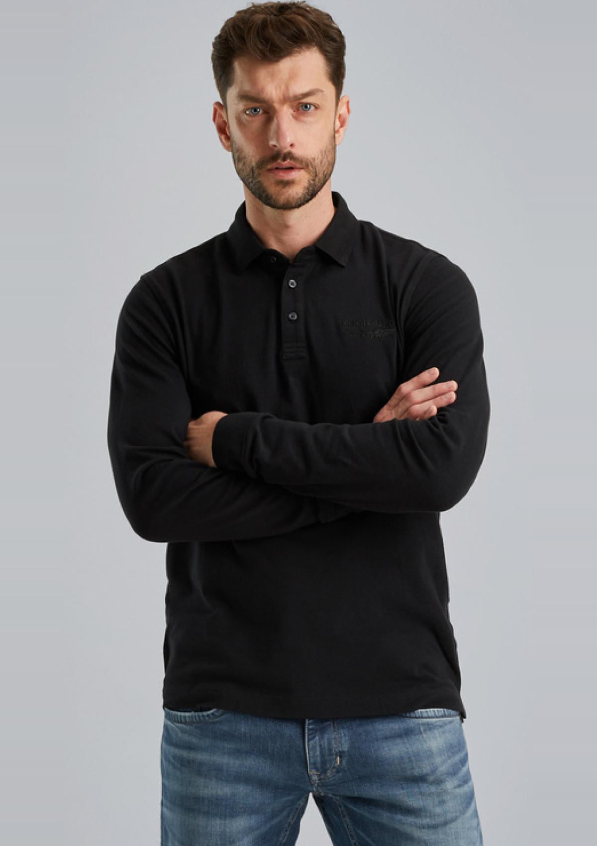 PME Legend Polos PPS2410825 999 | Poloshirt mit langen Ärmeln