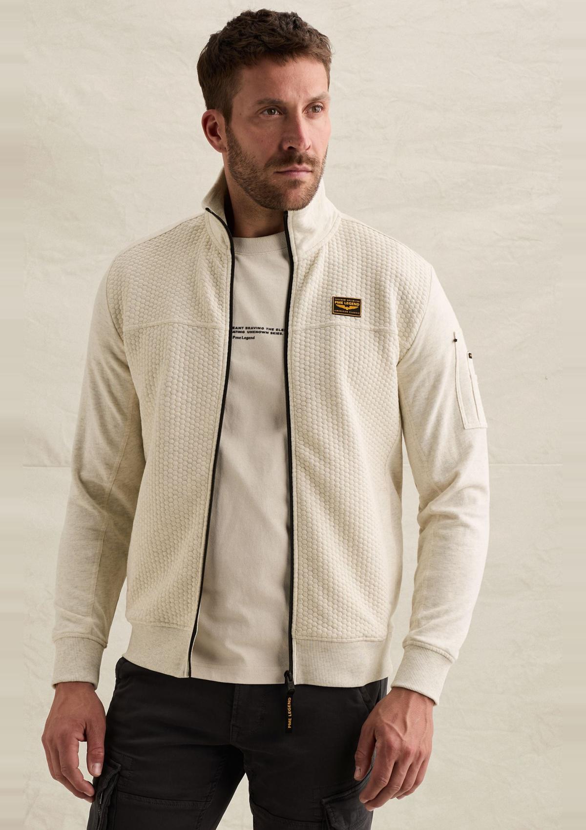 PSW2608436 910-Bone White Melee | Sweatshirt mit Jacquardmuster und Flight-Pocket
