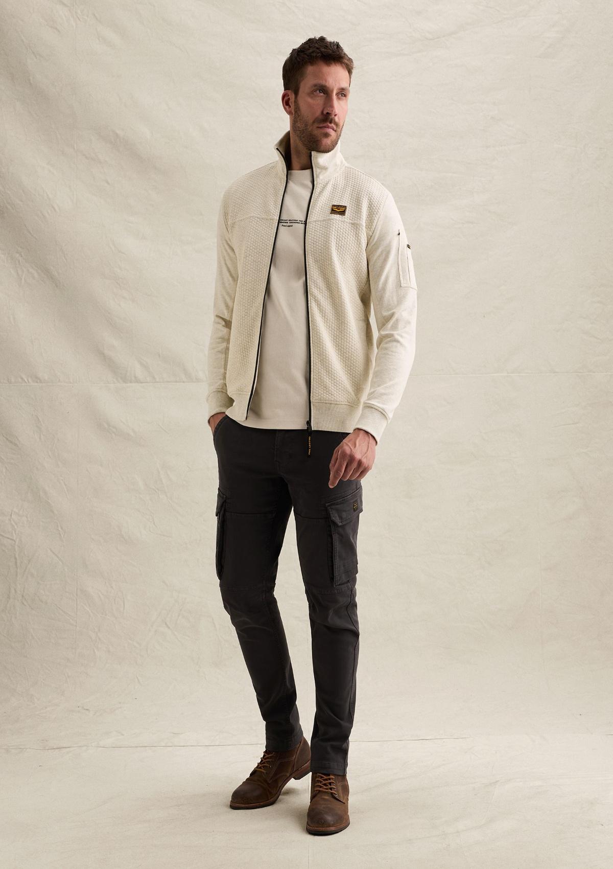 PSW2608436 910-Bone White Melee | Sweatshirt mit Jacquardmuster und Flight-Pocket