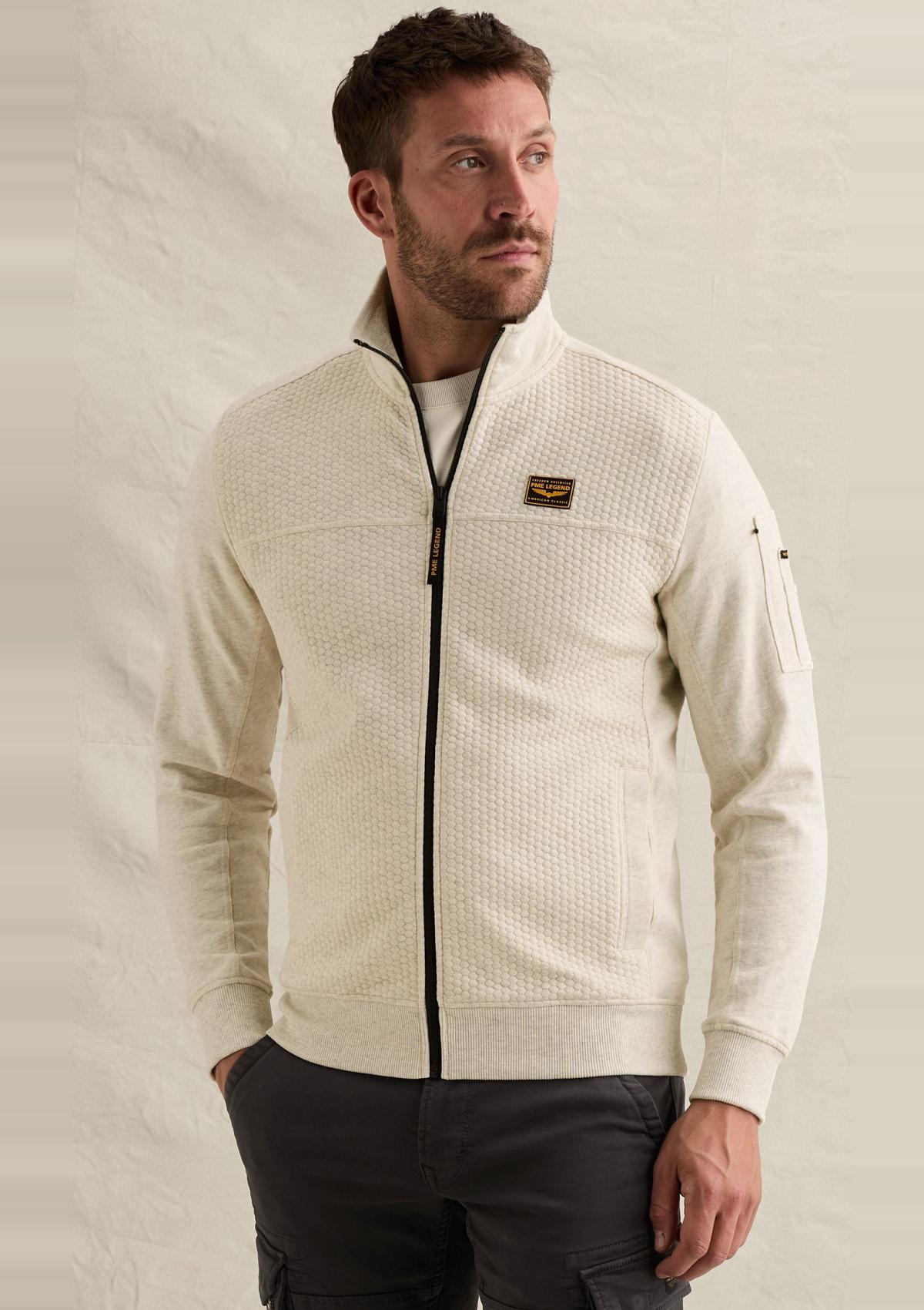 PSW2608436 910-Bone White Melee | Sweatshirt mit Jacquardmuster und Flight-Pocket