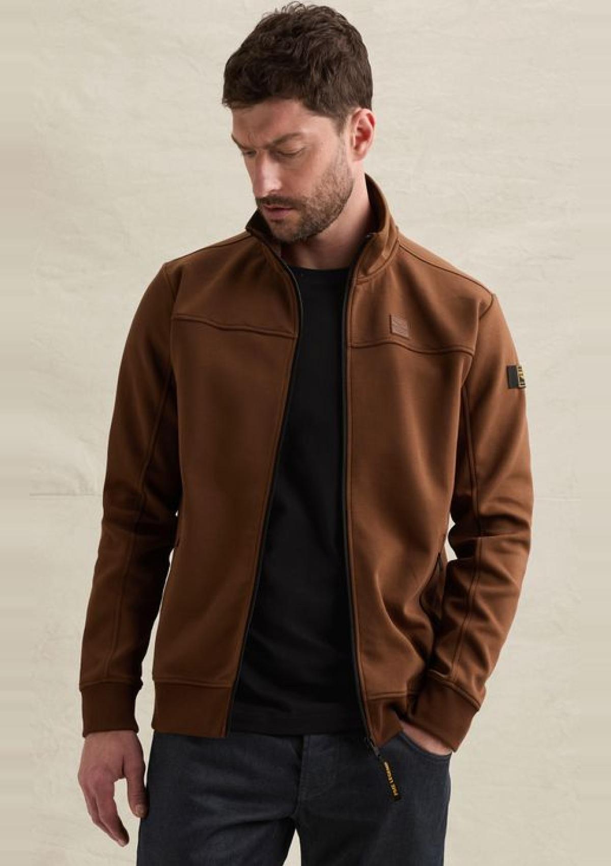 PSW2609437 8168-Cappuccino | Sweatjacke mit Reißverschluss und Steppmuster