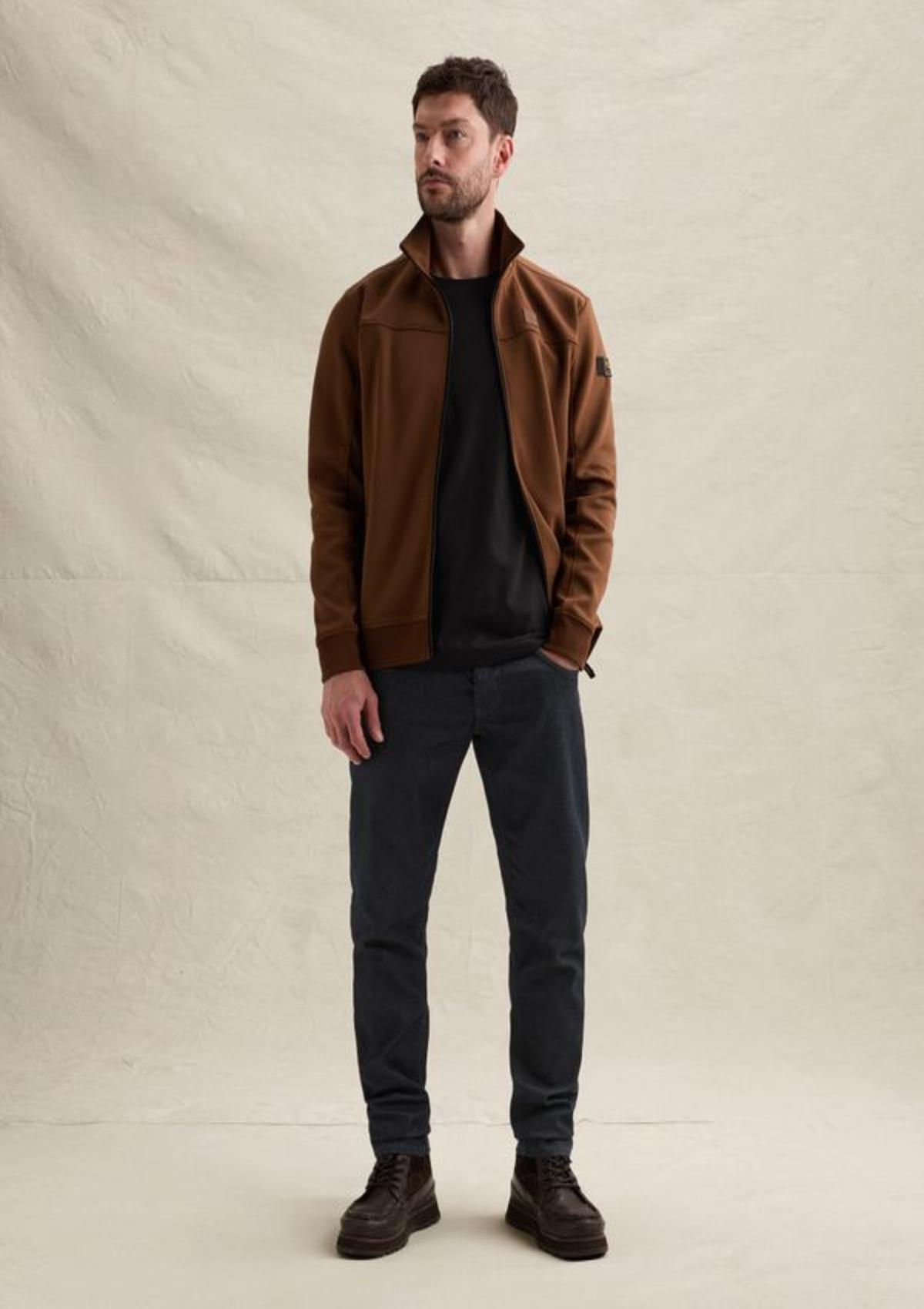 PSW2609437 8168-Cappuccino | Sweatjacke mit Reißverschluss und Steppmuster