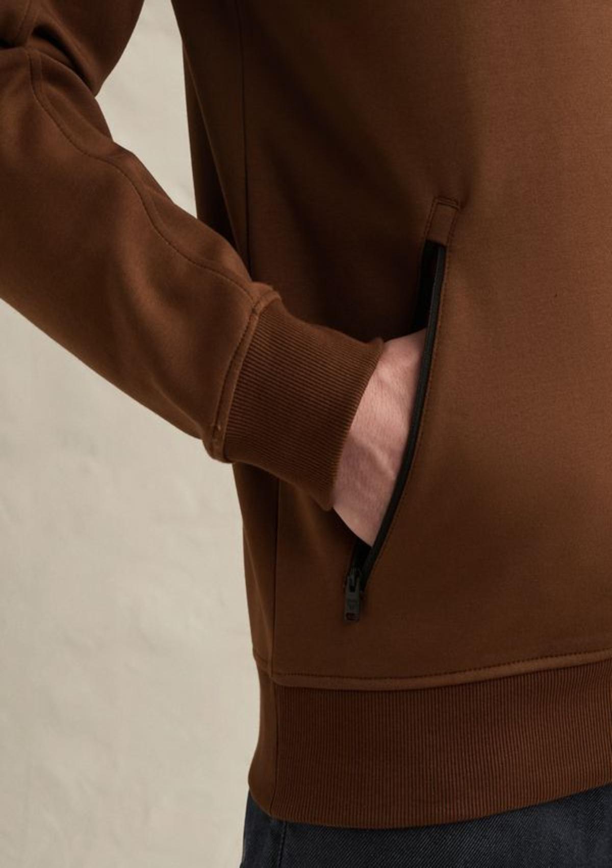 PSW2609437 8168-Cappuccino | Sweatjacke mit Reißverschluss und Steppmuster