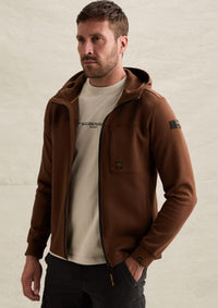 Thumbnail for PSW2609458 8168-Cappuccino | Sweatjacke mit Kapuze und Reißverschluss