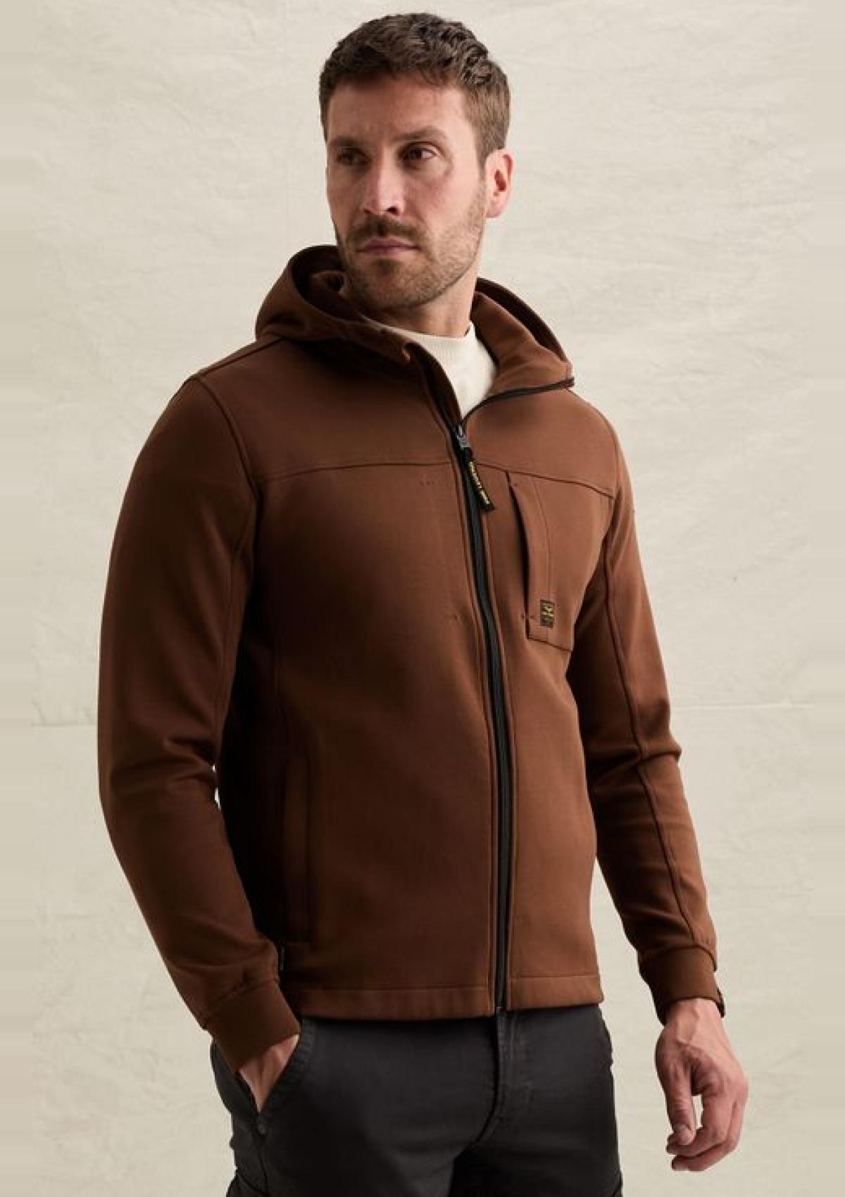 PSW2609458 8168-Cappuccino | Sweatjacke mit Kapuze und Reißverschluss