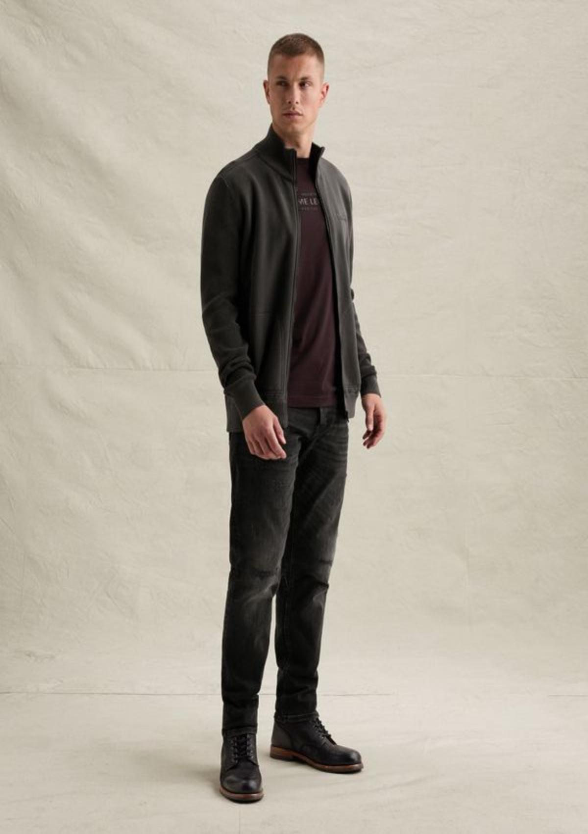 PSW2610325 9140-Obsidian | Sweatjacke mit Reißverschluss und Stehkragen