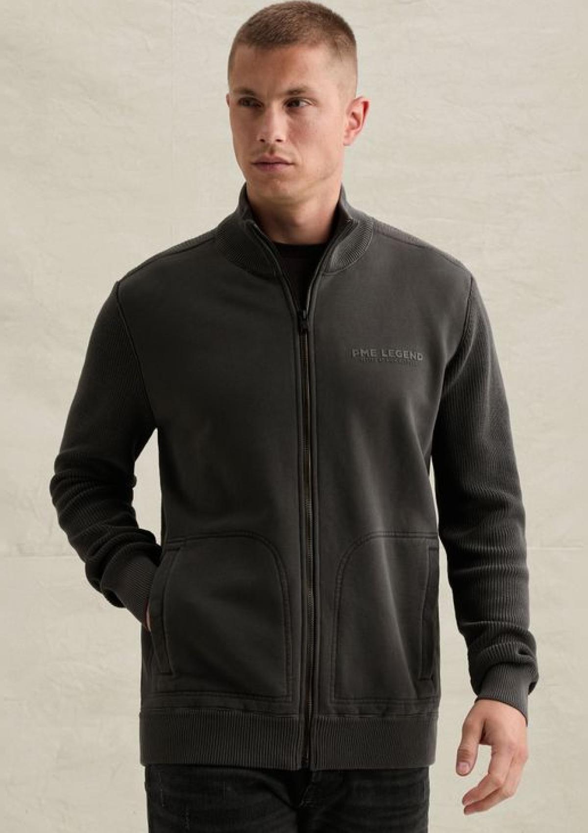 PSW2610325 9140-Obsidian | Sweatjacke mit Reißverschluss und Stehkragen