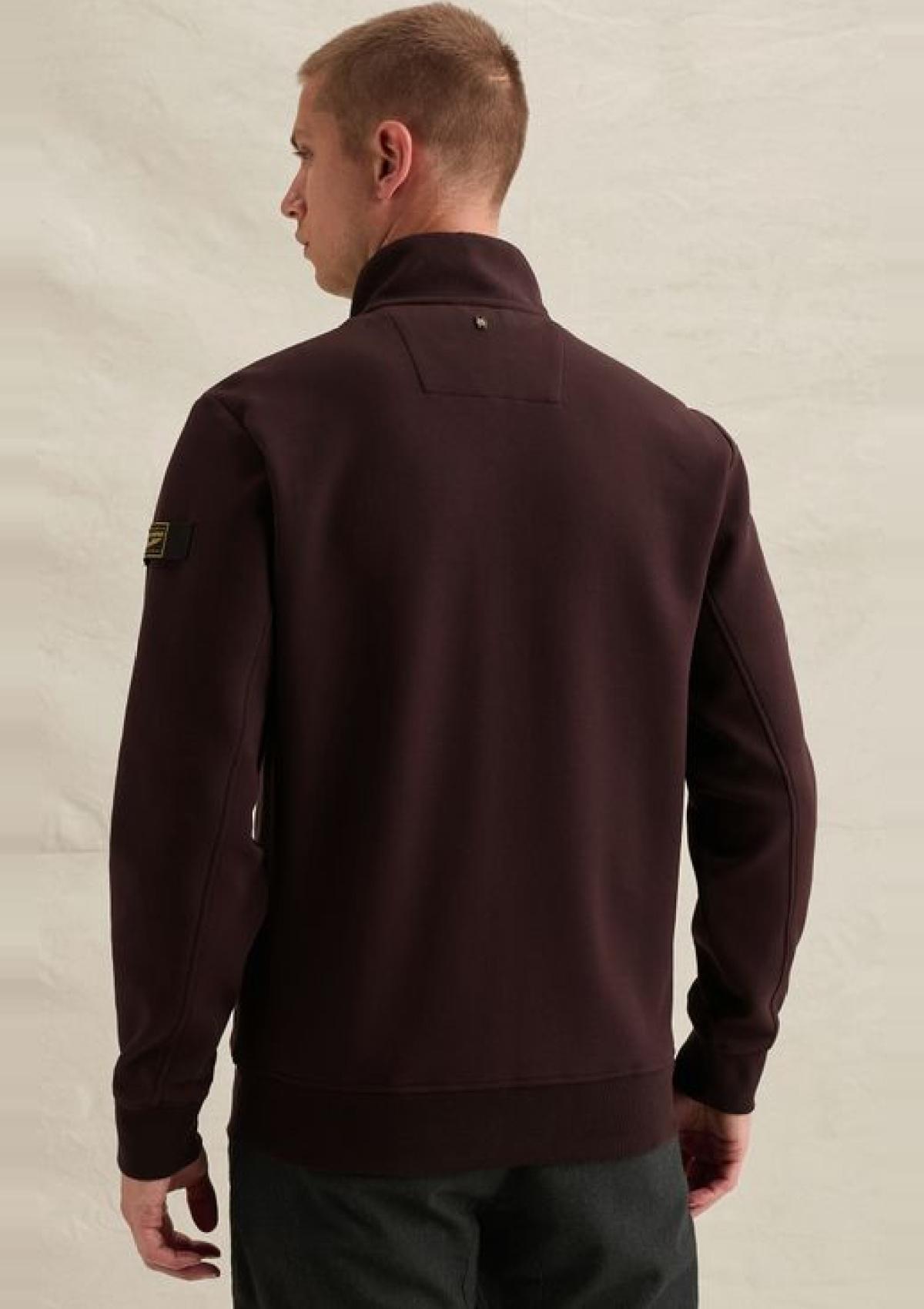 PSW2610475 4357-Dark Aubergine | Sweatweste mit Reißverschluss und Stehkragen
