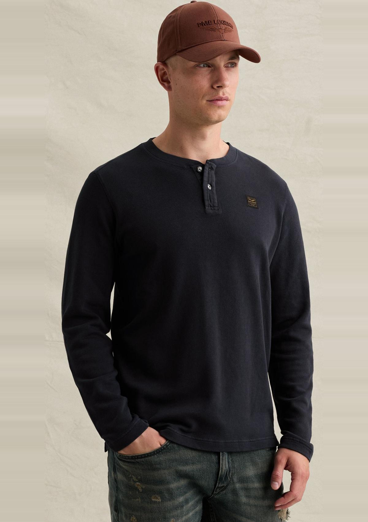 PTS2608503 5281-Salute | Henley-T-Shirt mit langen Ärmeln und Garment-Dye-Waschung