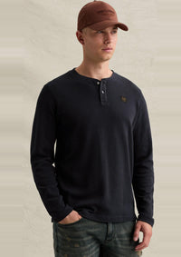 Thumbnail for PTS2608503 5281-Salute | Henley-T-Shirt mit langen Ärmeln und Garment-Dye-Waschung