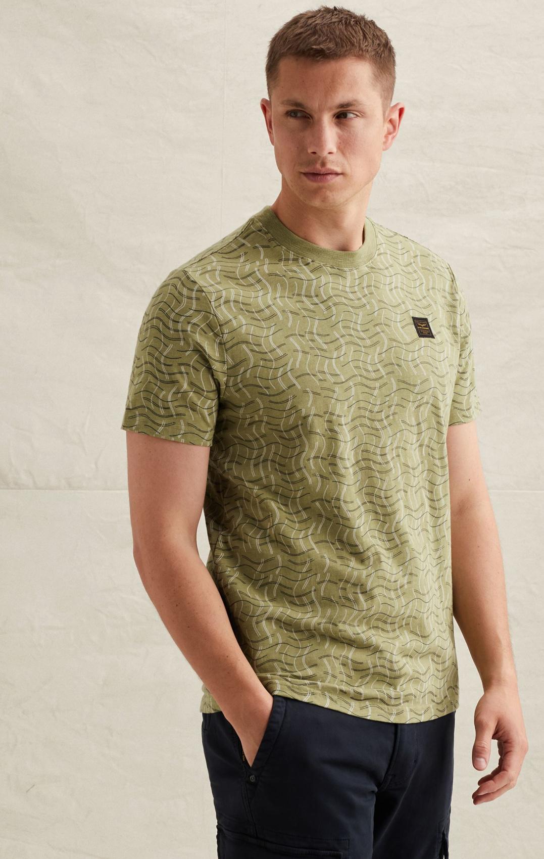 PTSS2606557 6394 | T-Shirt aus Slub-Jersey mit Allover-Print und Badge