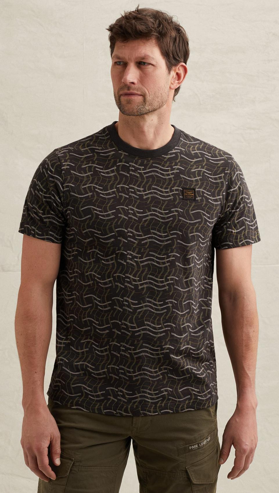 PTSS2606557 9140 | T-Shirt aus Slub-Jersey mit Allover-Print und Badge