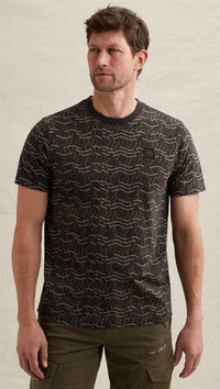 Thumbnail for PTSS2606557 9140 | T-Shirt aus Slub-Jersey mit Allover-Print und Badge