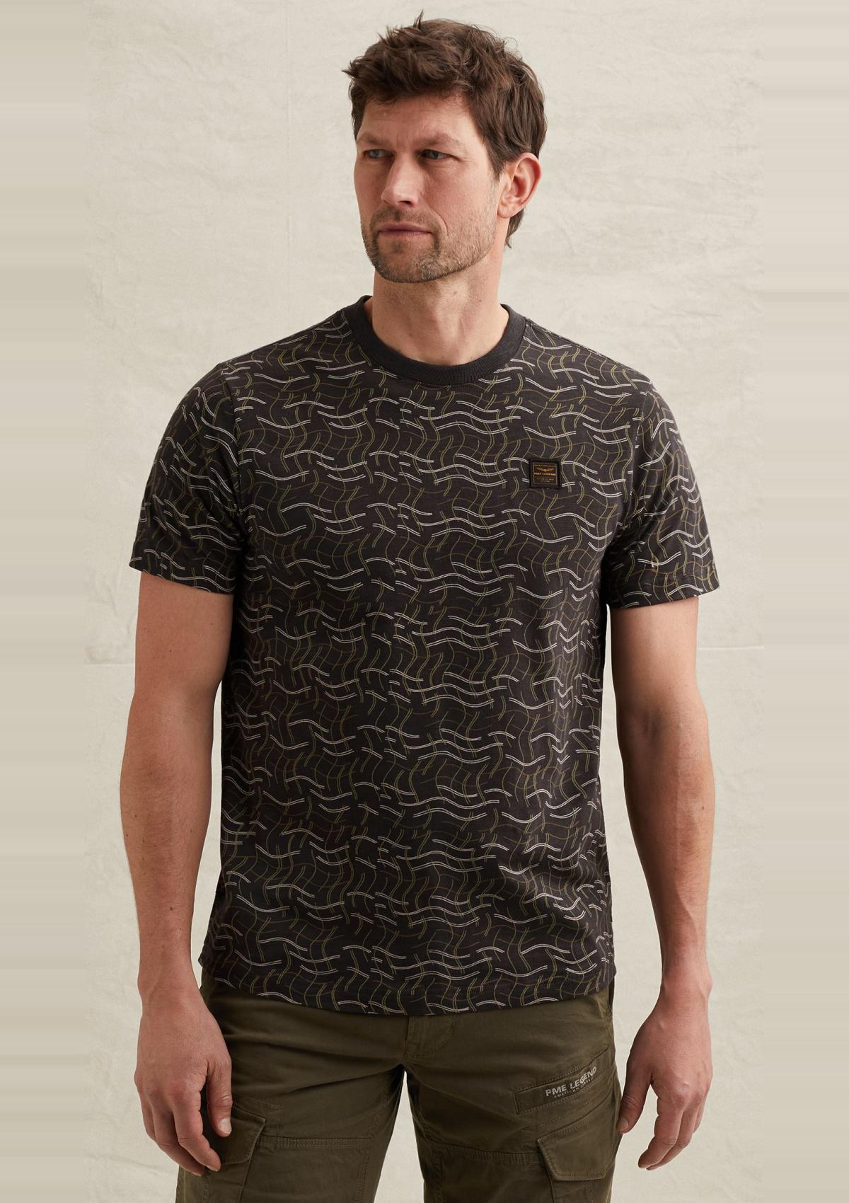 PTSS2606557 9140 | T-Shirt aus Slub-Jersey mit Allover-Print und Badge