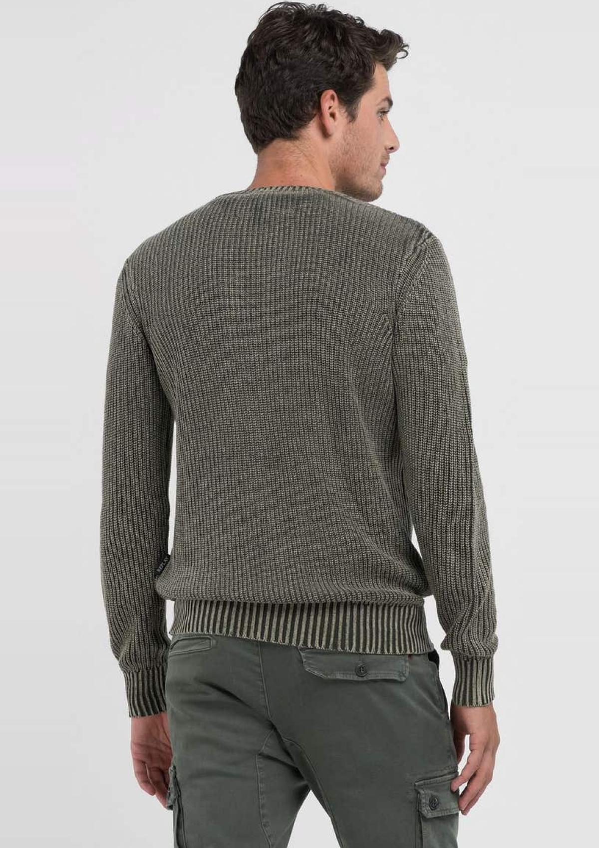 Replay Pullover UK4469-G22454Q 759 | RUNDHALS-PULLOVER AUS BAUMWOLLE MIT CRINKLE-EFFEKT