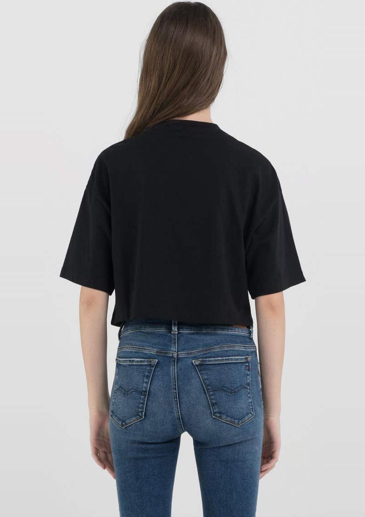 Replay T-Shirts W3147C-23608P 098 | CROPPED-T-SHIRT MIT NIETE