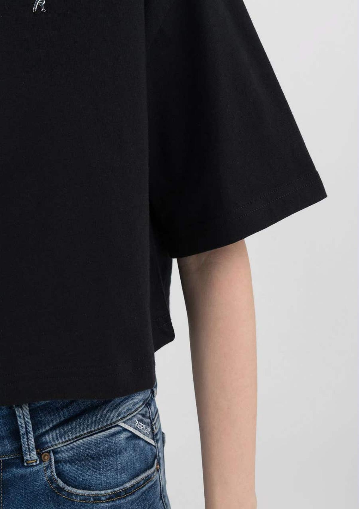 Replay T-Shirts W3147C-23608P 098 | CROPPED-T-SHIRT MIT NIETE