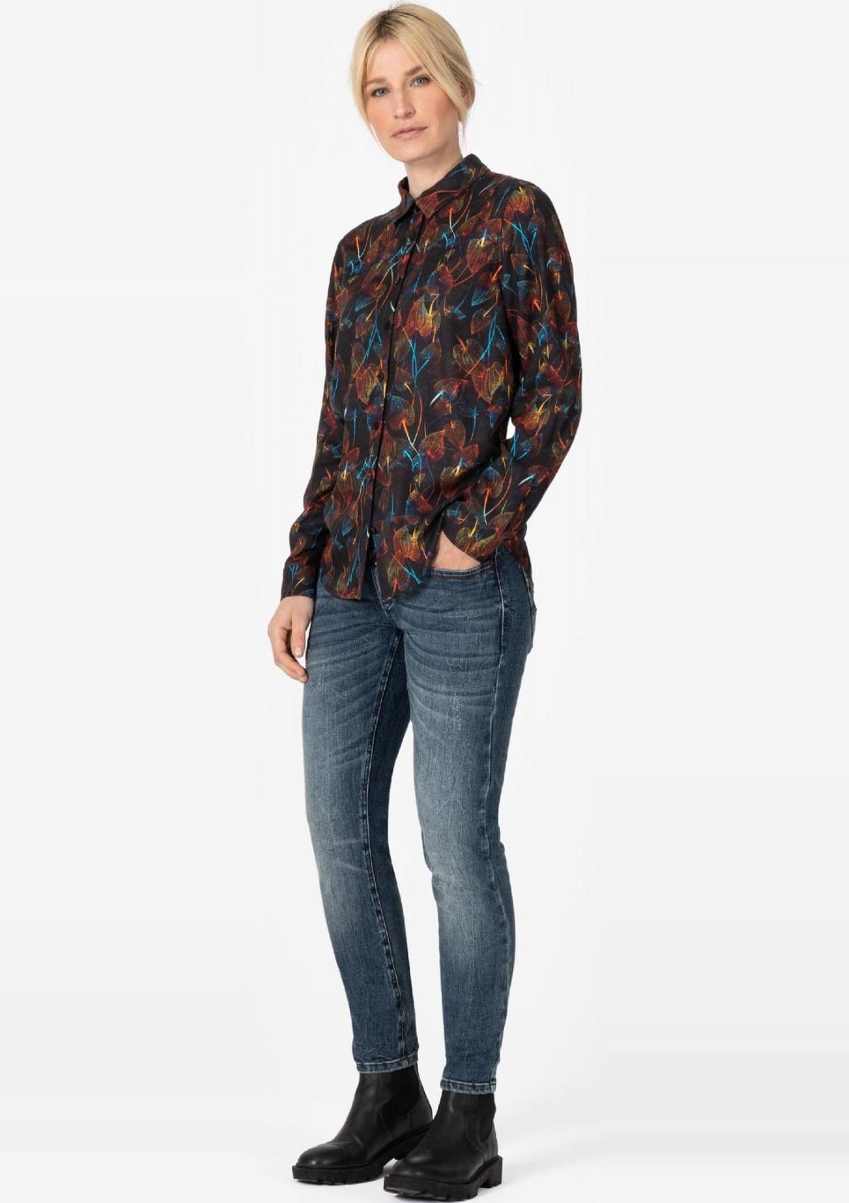 Timezone Blusen 13-10106-10-1367 0200 | Unisex WomenPrinted Boyfriend Fit Blouse
