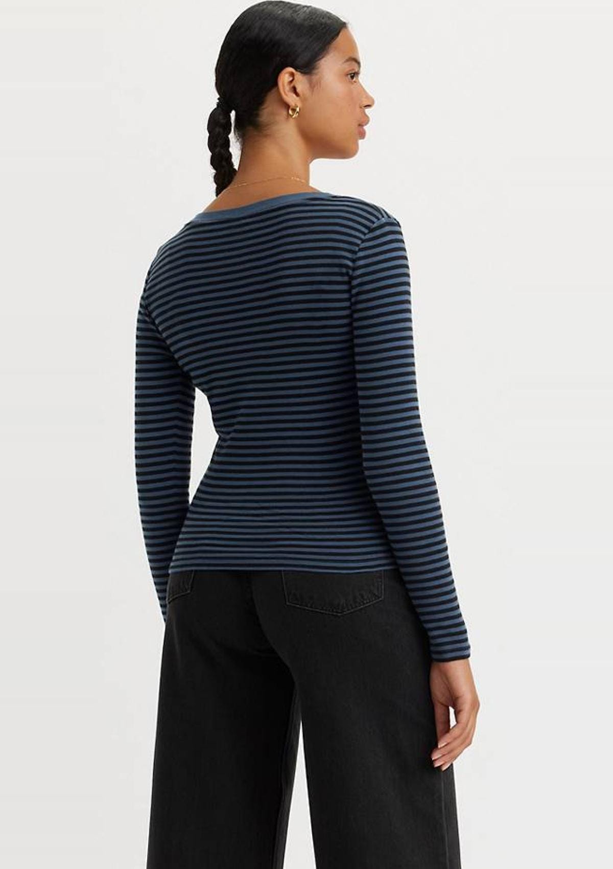 Levi Strauss Longsleeves A489100070 07 | LS VNECK BABY TEE PIXIE STRIPE