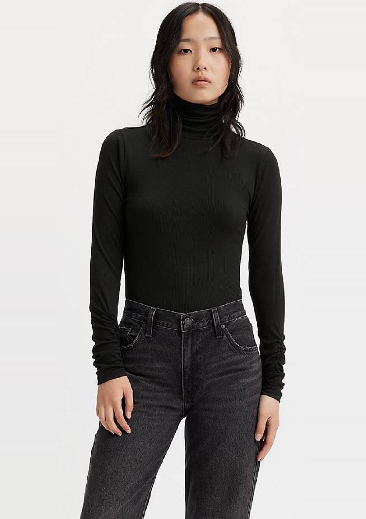Levi Strauss Longsleeves A688800000 00 | RUCHED TURTLENECK CAVIAR