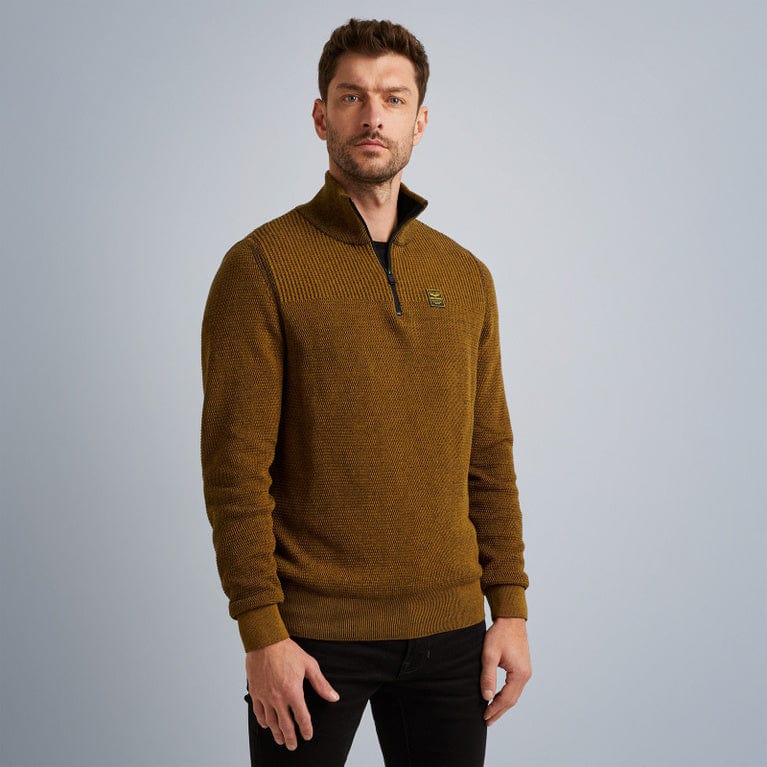 PME Legend Pullover PKW2310301 8196 | Half zip collar cotton plated