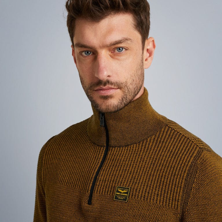PME Legend Pullover PKW2310301 8196 | Half zip collar cotton plated
