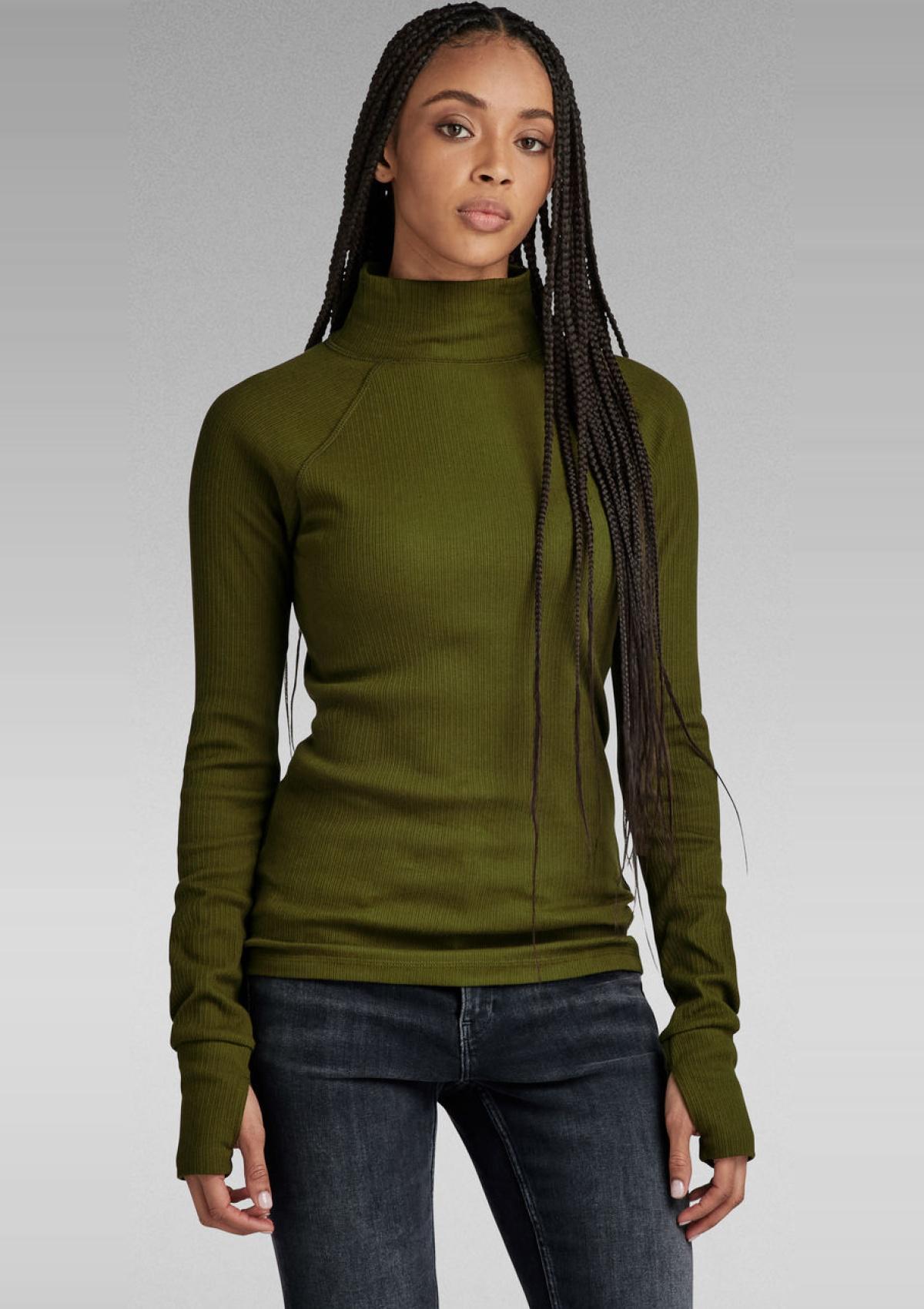 G-Star Longsleeves D23339-D289-C744 C744 | Slim rib mock l\s wmn