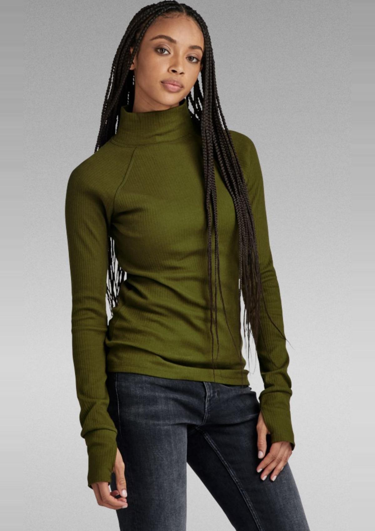 G-Star Longsleeves D23339-D289-C744 C744 | Slim rib mock l\s wmn